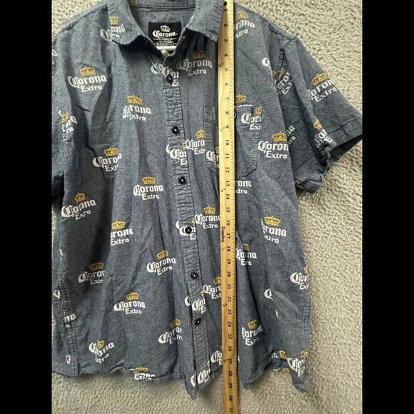 Corona Extra Shirt Mens XL Blue Short Sleeve Button Up Cotton Logo - Picture 7 of 10